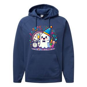 Cute Ghost Happy New Year 2025 New YearS Eve Party Costume Gift Performance Fleece Hoodie