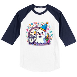 Cute Ghost Happy New Year 2025 New YearS Eve Party Costume Gift Baseball Sleeve Shirt