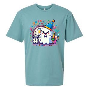 Cute Ghost Happy New Year 2025 New YearS Eve Party Costume Gift Sueded Cloud Jersey T-Shirt