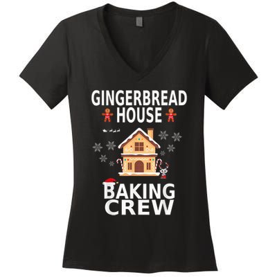 Christmas Gingerbread House Baking Crew Pajamas Matching Kid Women's V-Neck T-Shirt