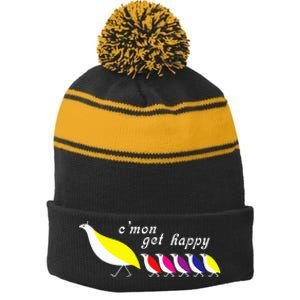 CMon Get Happy Stripe Pom Pom Beanie