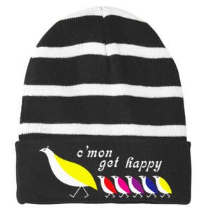 CMon Get Happy Striped Beanie with Solid Band