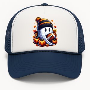 Cute Ghost Halloween Ghost Football Funny Ghost Cool Gift Trucker Hat