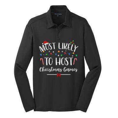 Christmas Game Host Hilarious Family Holiday Fun Silk Touch Performance Long Sleeve Polo