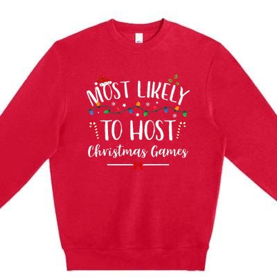 Christmas Game Host Hilarious Family Holiday Fun Premium Crewneck Sweatshirt