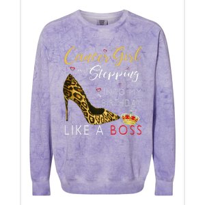 Cancer Girl High Heel Stepping Into My Birthday Like A Boss Colorblast Crewneck Sweatshirt