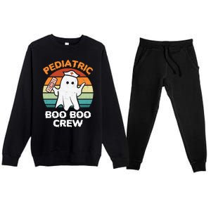 Cute Ghost Halloween Pediatric Rn Nurse Boo Boo Crew Cool Gift Premium Crewneck Sweatsuit Set