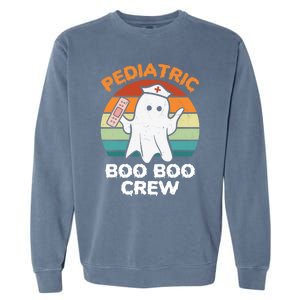 Cute Ghost Halloween Pediatric Rn Nurse Boo Boo Crew Cool Gift Garment-Dyed Sweatshirt