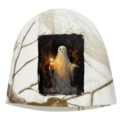 Cute Ghost Holding Candle Funny Halloween Gothic Vintage Kati - Camo Knit Beanie