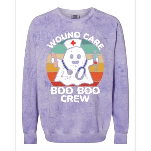 Cute Ghost Halloween Wound Care Boo Boo Crew Rn Wound Nurse Gift Colorblast Crewneck Sweatshirt