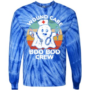 Cute Ghost Halloween Wound Care Boo Boo Crew Rn Wound Nurse Gift Tie-Dye Long Sleeve Shirt