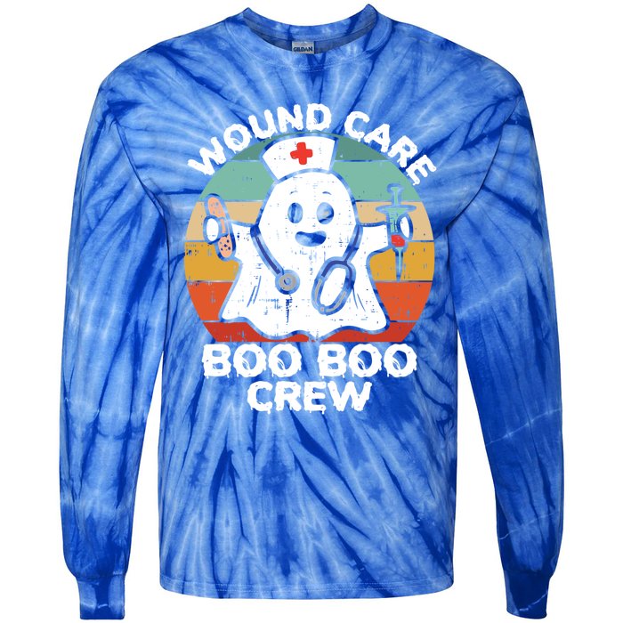 Cute Ghost Halloween Wound Care Boo Boo Crew Rn Wound Nurse Gift Tie-Dye Long Sleeve Shirt