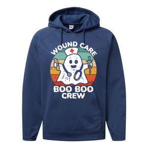 Cute Ghost Halloween Wound Care Boo Boo Crew Rn Wound Nurse Gift Performance Fleece Hoodie