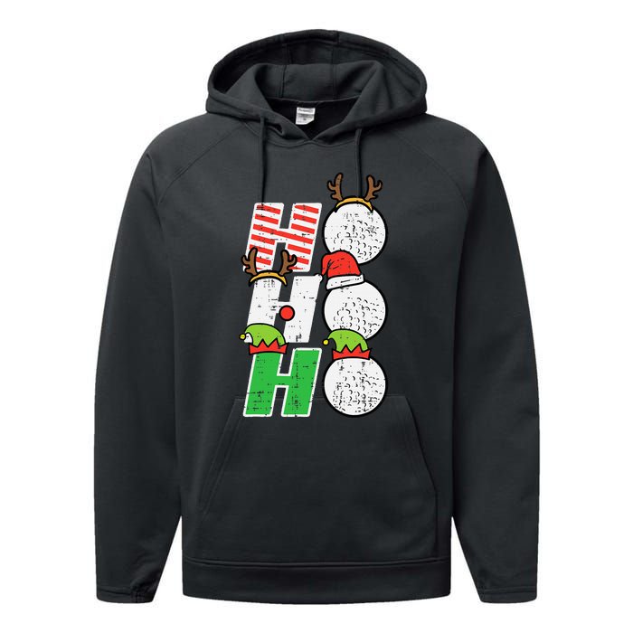 Christmas Golf Ho Ho Ho Funny Xmas Golfing Sports Golfer Performance Fleece Hoodie