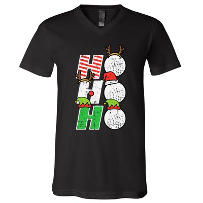 Christmas Golf Ho Ho Ho Funny Xmas Golfing Sports Golfer V-Neck T-Shirt