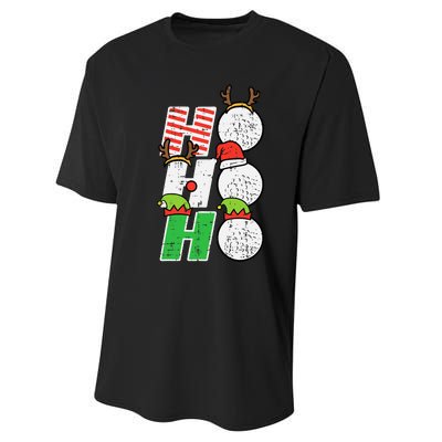 Christmas Golf Ho Ho Ho Funny Xmas Golfing Sports Golfer Performance Sprint T-Shirt