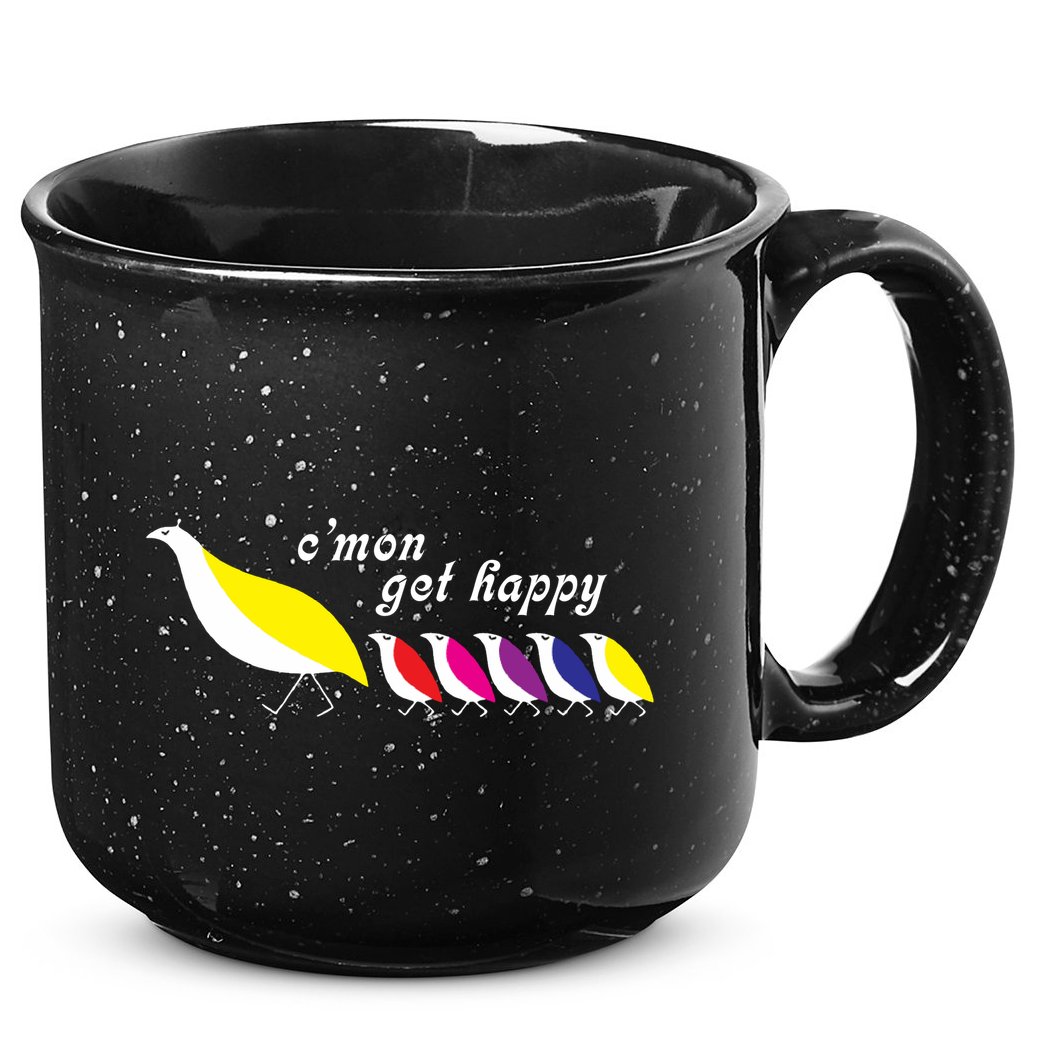 CMon Get Happy Vintage Retro 15oz Campfire Ceramic Mug