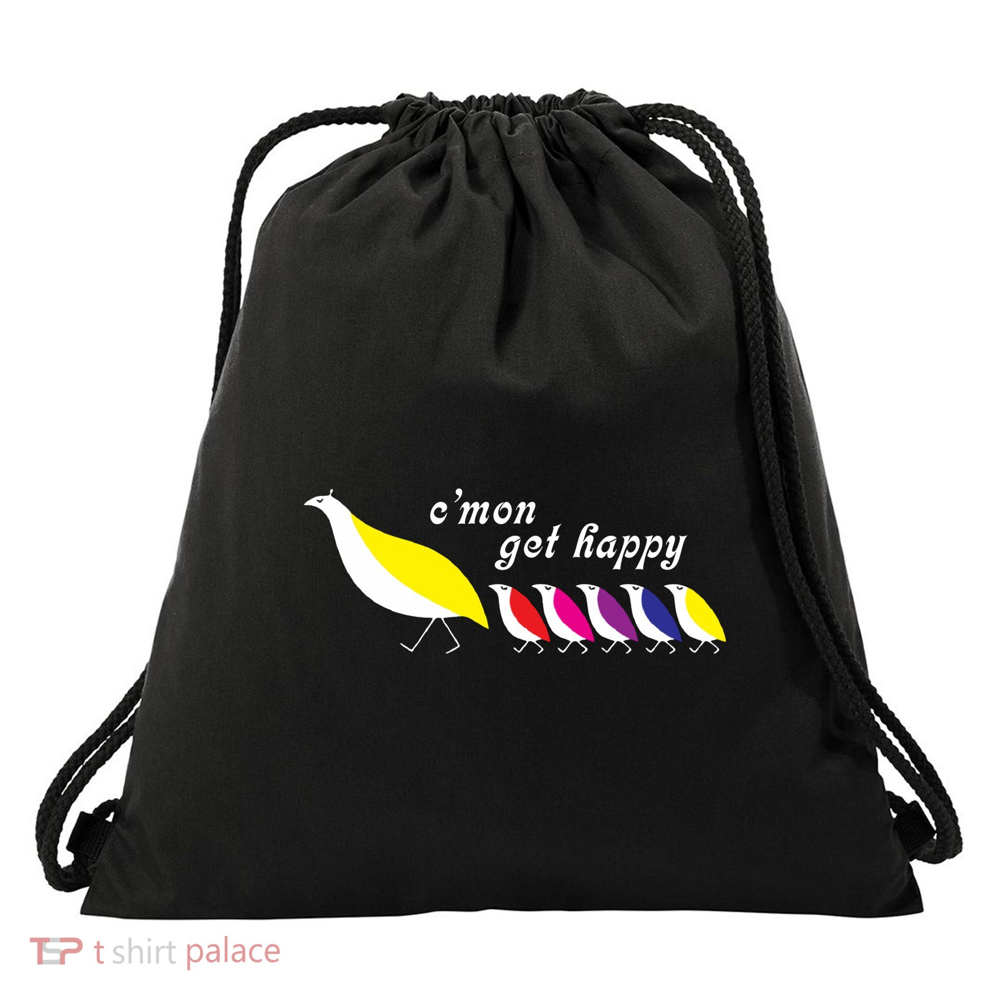 CMon Get Happy Vintage Retro Drawstring Bag