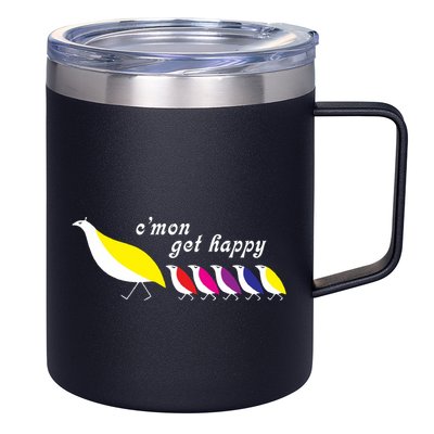 CMon Get Happy Vintage Retro 12oz Stainless Steel Coffee Mug