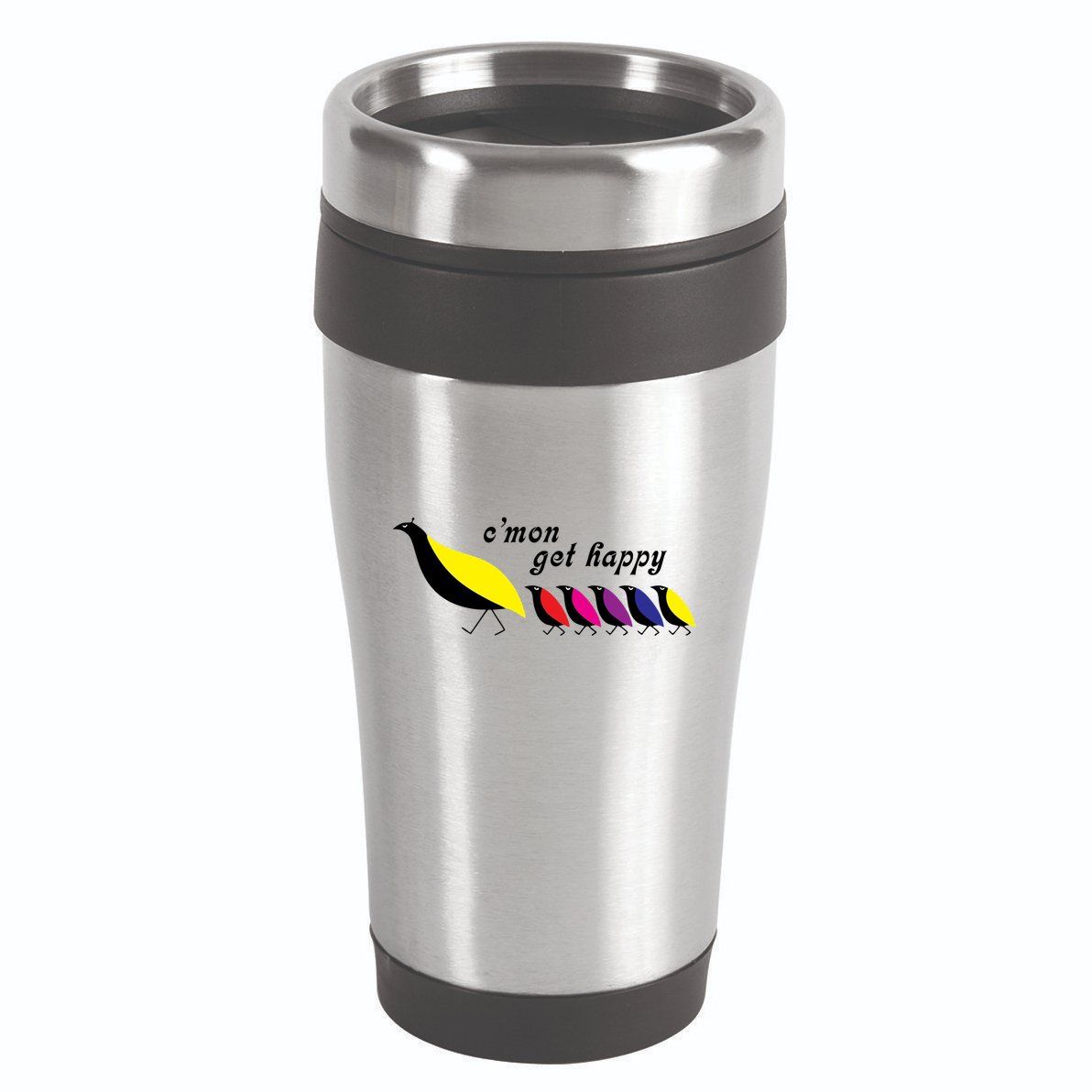 CMon Get Happy Vintage Retro 16oz Travel Tumbler