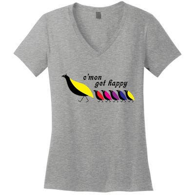 CMon Get Happy Vintage Retro Women's V-Neck T-Shirt