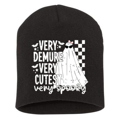 Cute Ghost Halloween Very Demure Very Cutesy Very Spooky Short Acrylic Beanie