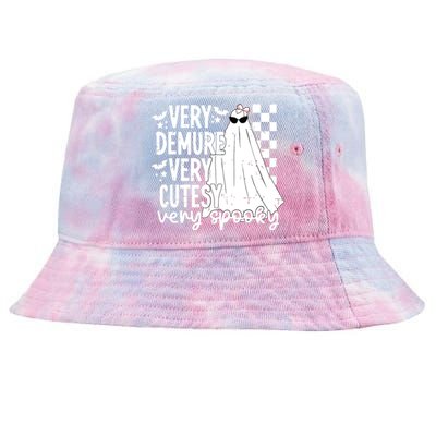 Cute Ghost Halloween Very Demure Very Cutesy Very Spooky Tie-Dyed Bucket Hat