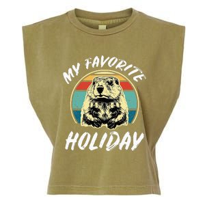 Cute Groundhog Holiday Garment-Dyed Women's Muscle Tee