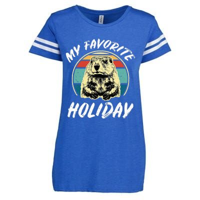 Cute Groundhog Holiday Enza Ladies Jersey Football T-Shirt