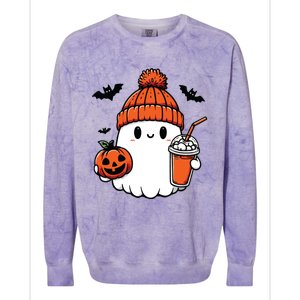 Cute Ghost Halloween Coffee Colorblast Crewneck Sweatshirt