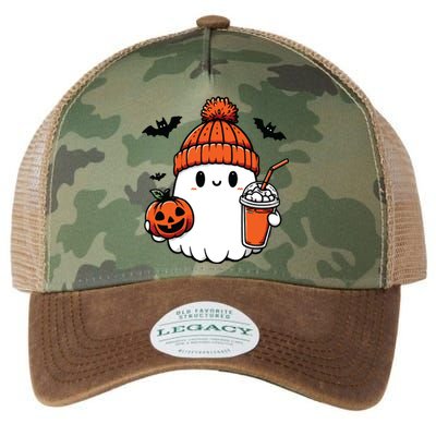 Cute Ghost Halloween Coffee Legacy Tie Dye Trucker Hat