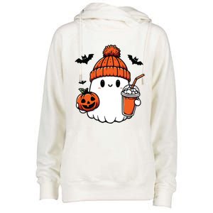 Cute Ghost Halloween Coffee Womens Funnel Neck Pullover Hood