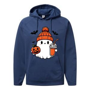 Cute Ghost Halloween Coffee Performance Fleece Hoodie