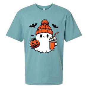 Cute Ghost Halloween Coffee Sueded Cloud Jersey T-Shirt