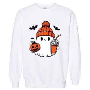 Cute Ghost Halloween Coffee Garment-Dyed Sweatshirt