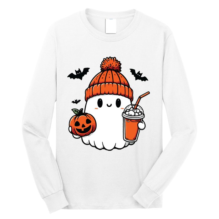 Cute Ghost Halloween Coffee Long Sleeve Shirt