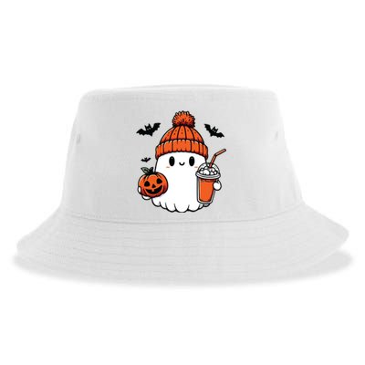 Cute Ghost Halloween Coffee Sustainable Bucket Hat