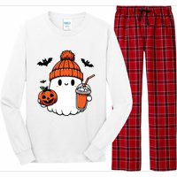 Cute Ghost Halloween Coffee Long Sleeve Pajama Set