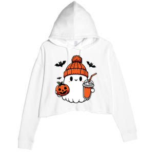 Cute Ghost Halloween Coffee Crop Fleece Hoodie