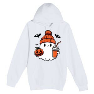 Cute Ghost Halloween Coffee Premium Pullover Hoodie