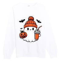 Cute Ghost Halloween Coffee Premium Crewneck Sweatshirt