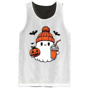 Cute Ghost Halloween Coffee Mesh Reversible Basketball Jersey Tank