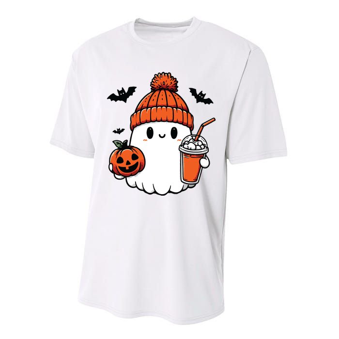 Cute Ghost Halloween Coffee Performance Sprint T-Shirt