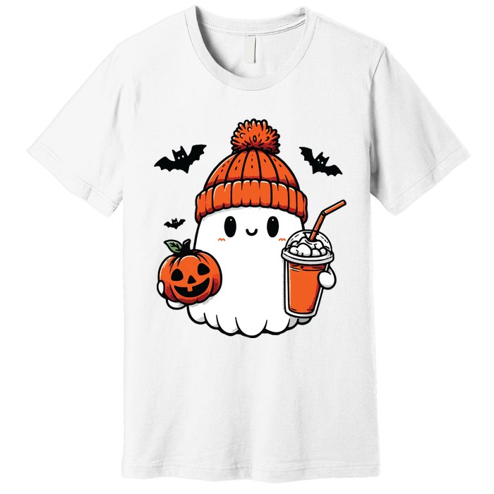 Cute Ghost Halloween Coffee Premium T-Shirt