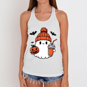 Cute Ghost Halloween Coffee Women's Knotted Racerback Tank