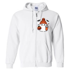 Cute Ghost Halloween Coffee Full Zip Hoodie