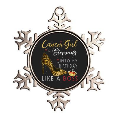 Cancer Girl High Heel Stepping Into My Birthday Like A Boss Metallic Star Ornament