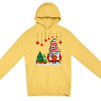 Christmas Gnome Holding A Basketball Ball Pajama Xmas Tree Gift Premium Pullover Hoodie