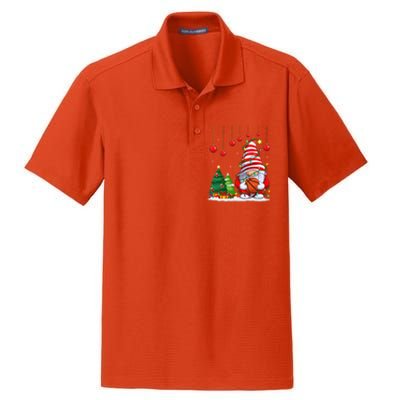 Christmas Gnome Holding A Basketball Ball Pajama Xmas Tree Gift Dry Zone Grid Polo