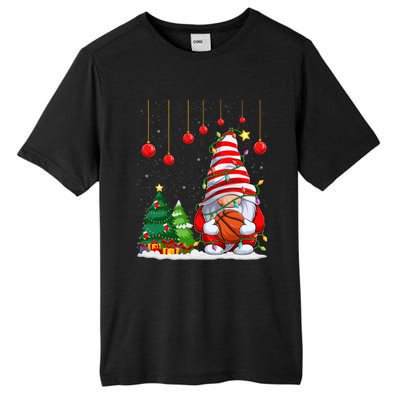 Christmas Gnome Holding A Basketball Ball Pajama Xmas Tree Gift Tall Fusion ChromaSoft Performance T-Shirt